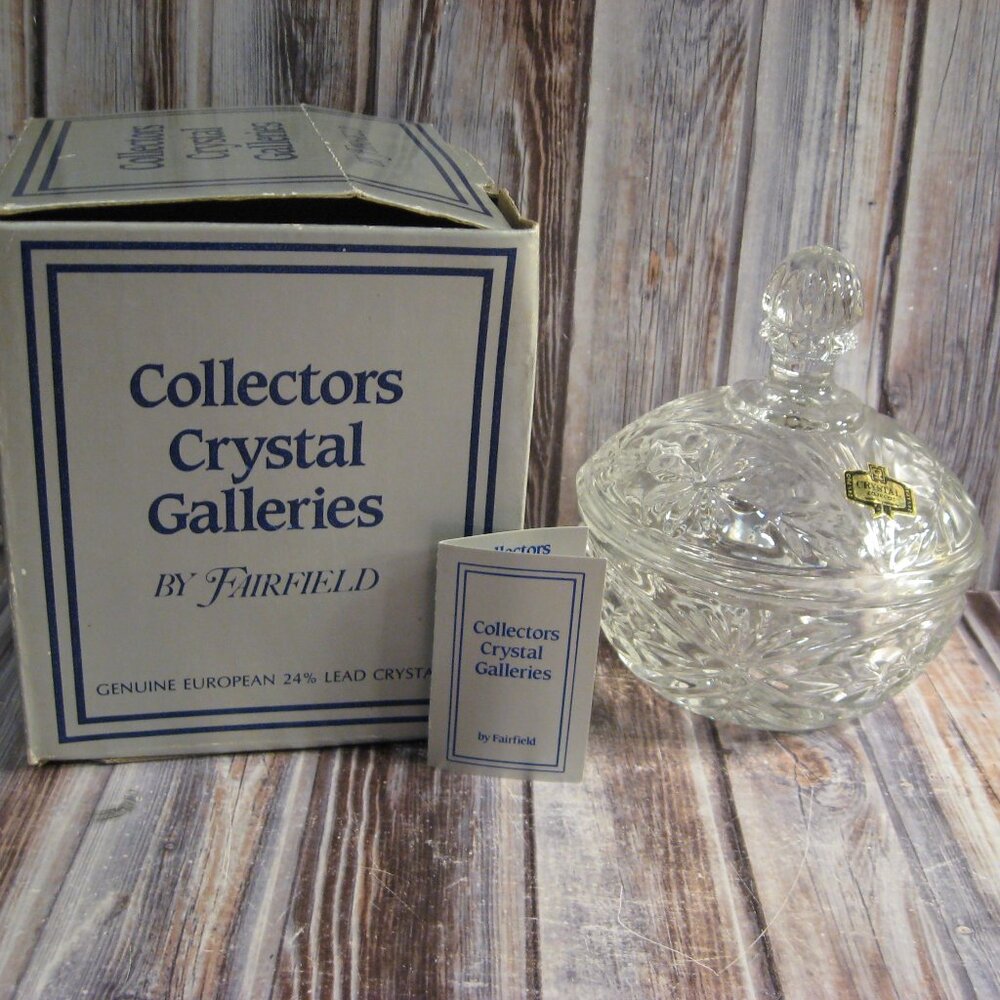 FAIRFIELD CRYSTAL GALLERIES LEAD CRYSTAL COVERED DISH IN ORIGINAL BOX